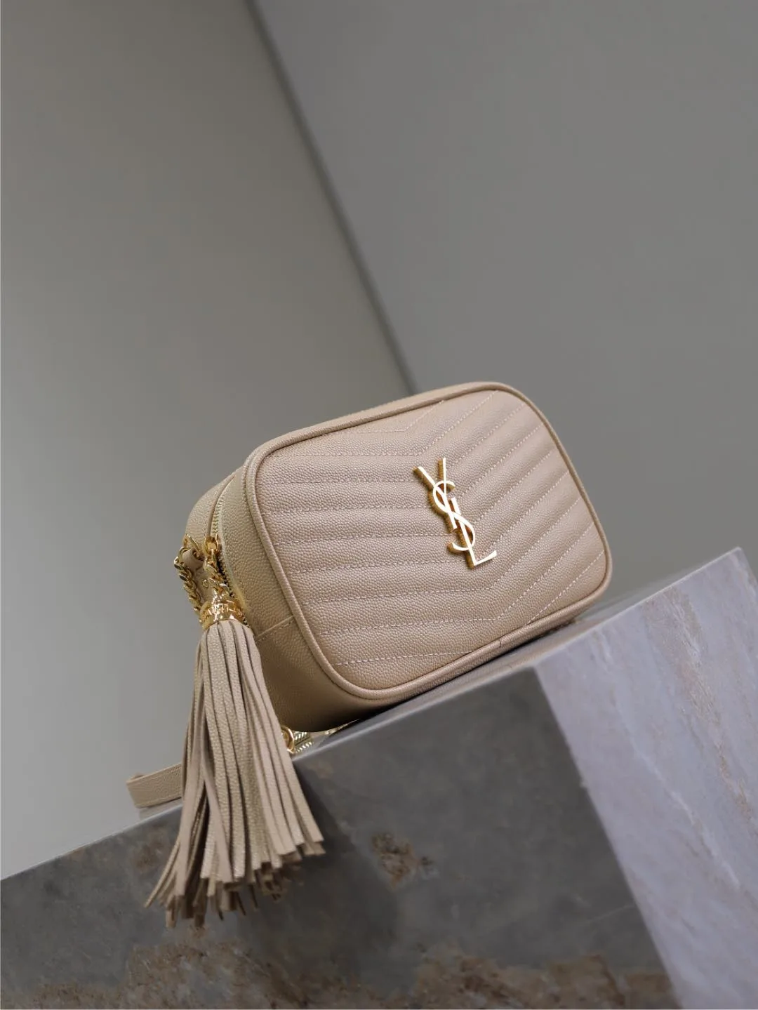Saint Laurent Beige Calfskin Shoulder Bag product photo from LabelPicks