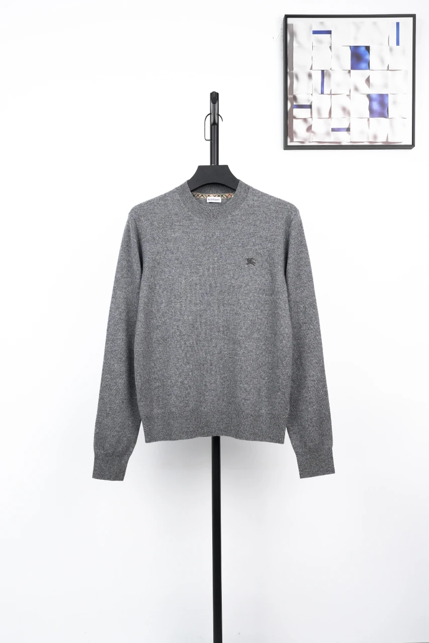 Burberry Grey Check Equestrian Knight Crewneck Sweater product photo from LabelPicks