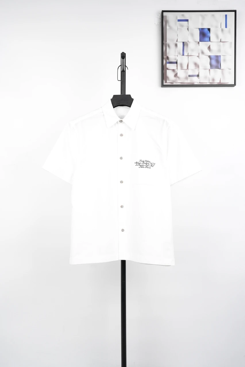 Louis Vuitton White Sakura Train Embroidered Short Sleeve Shirt product photo from LabelPicks