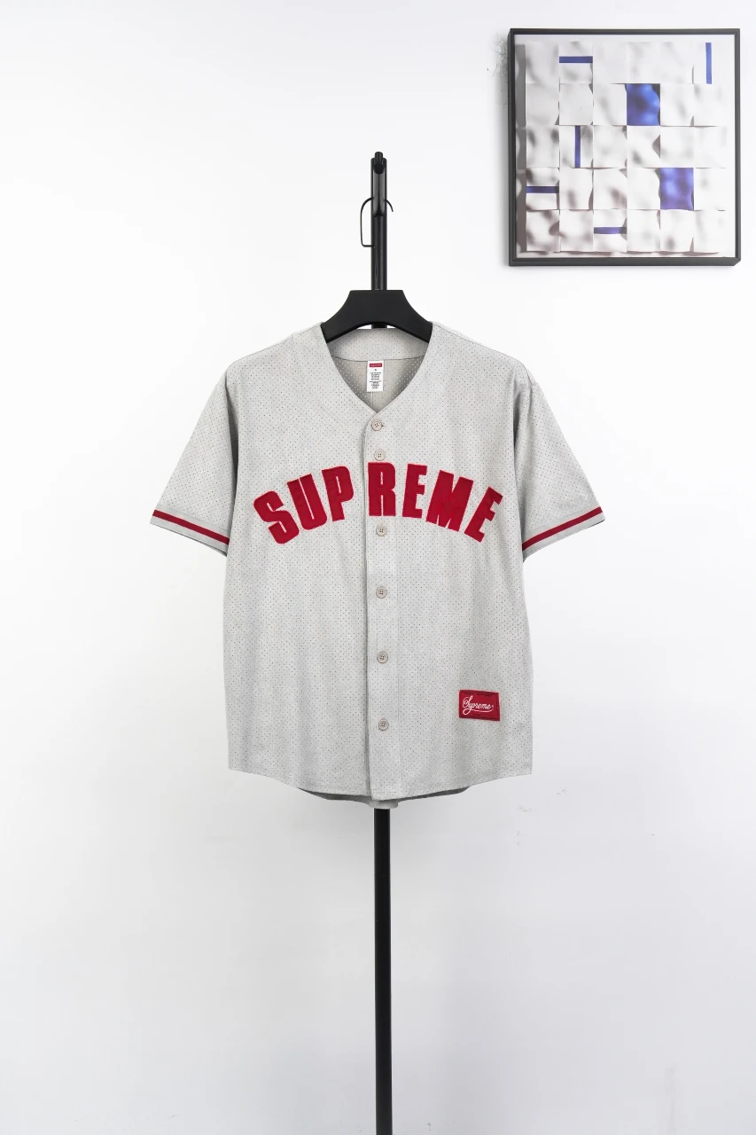 Supreme Grey Suede Mesh Baseball Jersey product photo from LabelPicks