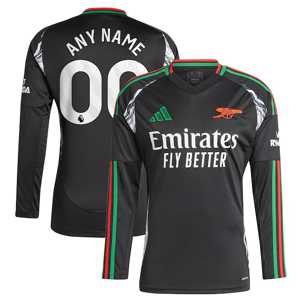Arsenal adidas 2024/25 Away Replica Long Sleeve Custom Jersey - Black