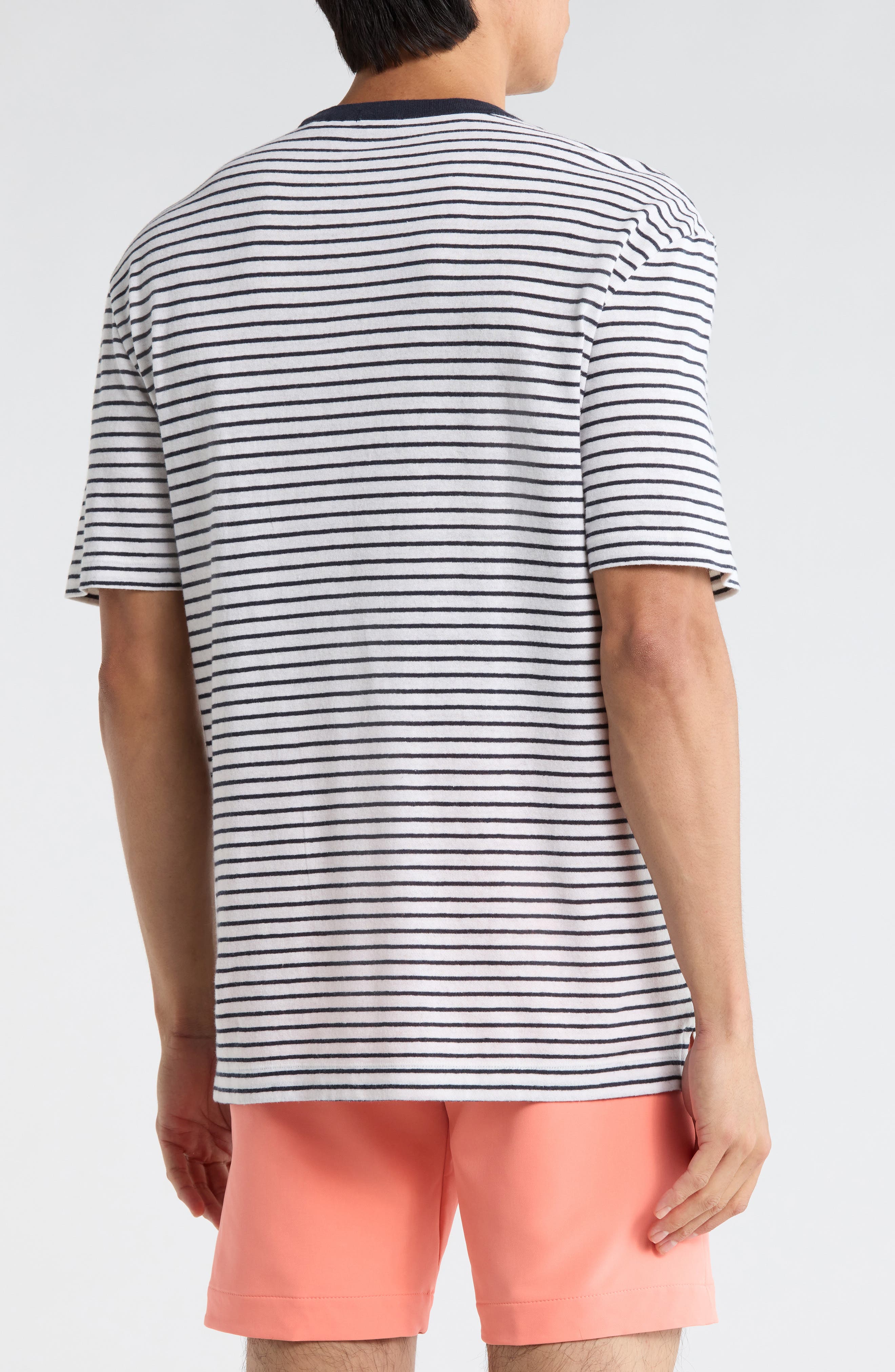 BOSS Taut Stripe Cotton & Linen T-Shirt