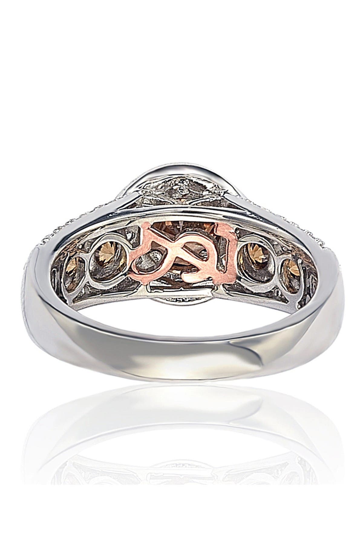 SUZY LEVIAN Sterling Silver Round-Cut Brown & White CZ Engagement Ring