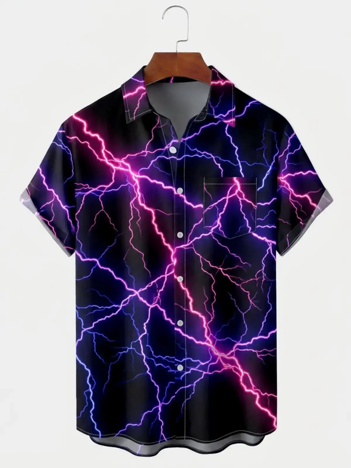 Men's printed shirts Purple Lightning Pattern Aloha Shirt