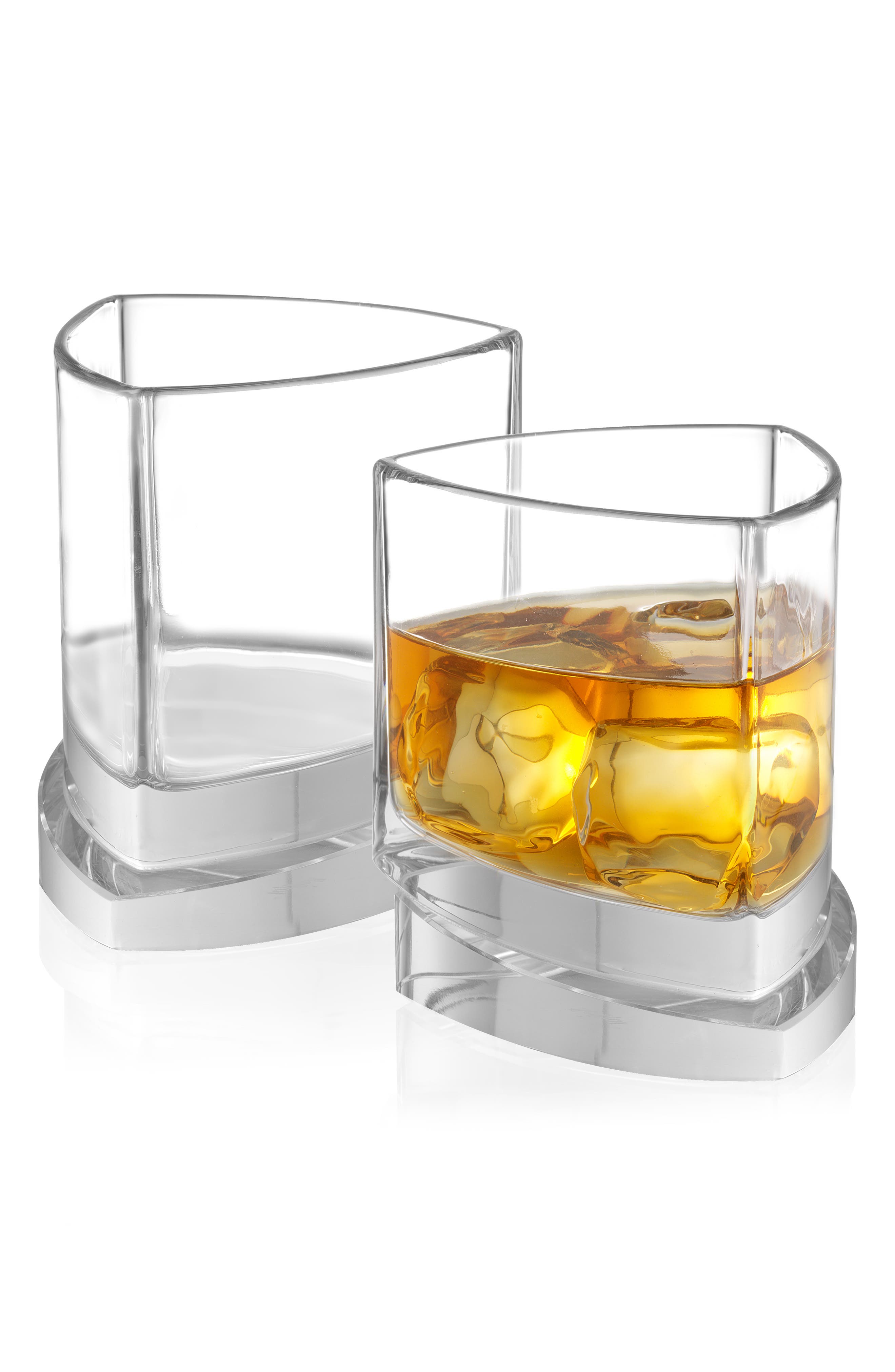 JoyJolt Aqua Vitae Triangle Off Base Set of 2 Whiskey Glasses