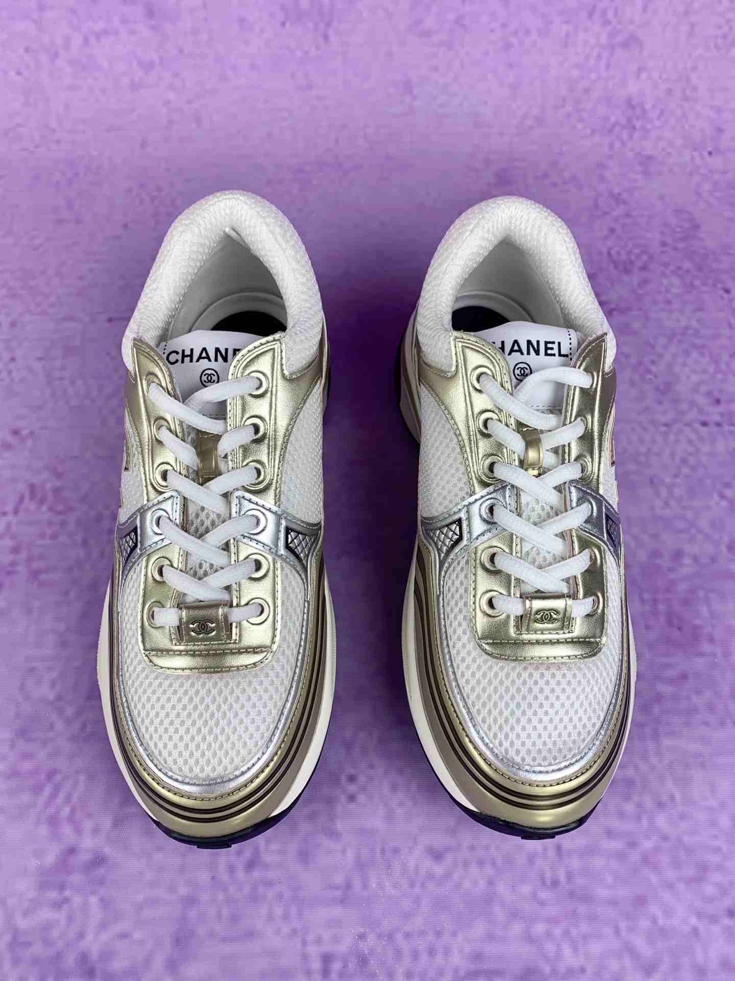 CHANEL Sneakers Fabric & Laminated