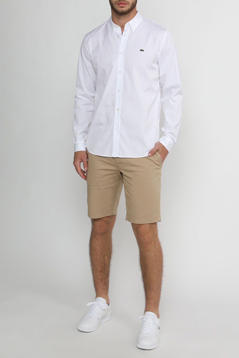 LACOSTE חולצה מכופתרת ארוכה