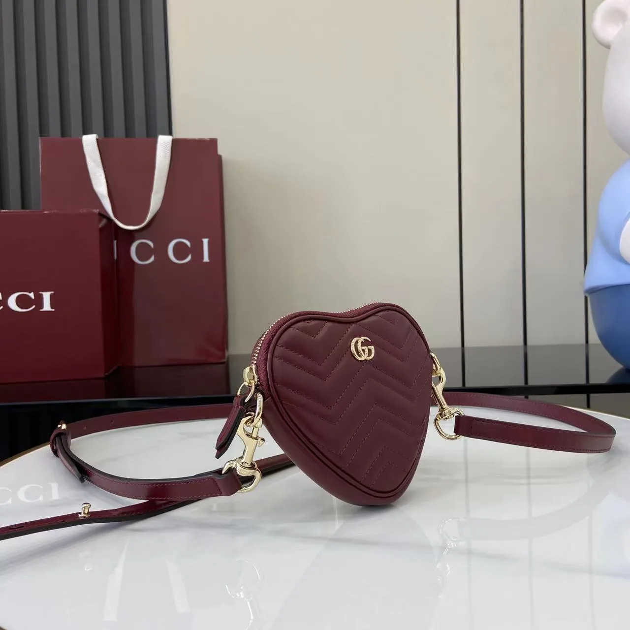 Gucci Red Marmont GG Supreme Canvas Crossbody Bag product photo from LabelPicks