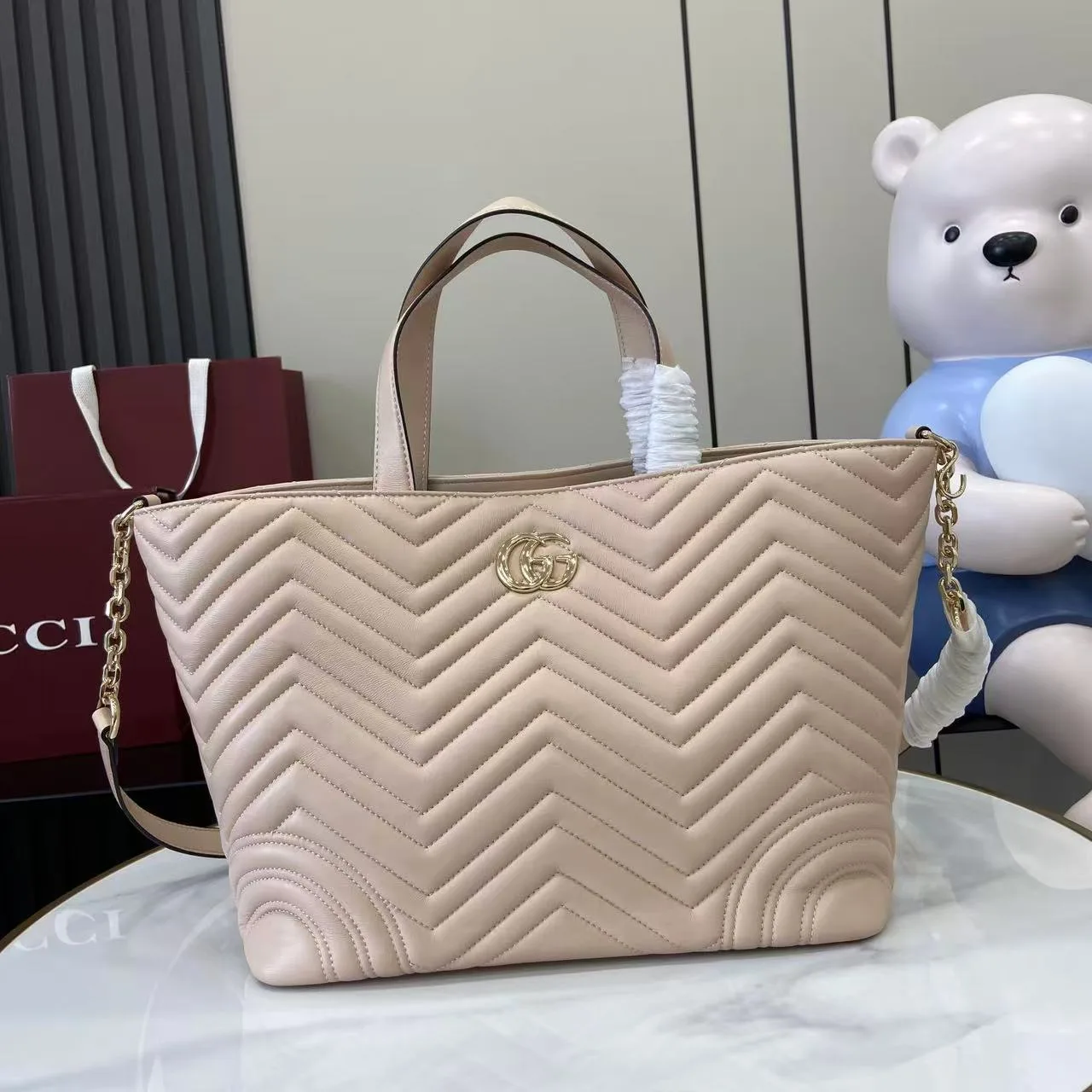 Gucci Pink Marmont GG Supreme Canvas Tote Bag product photo from LabelPicks