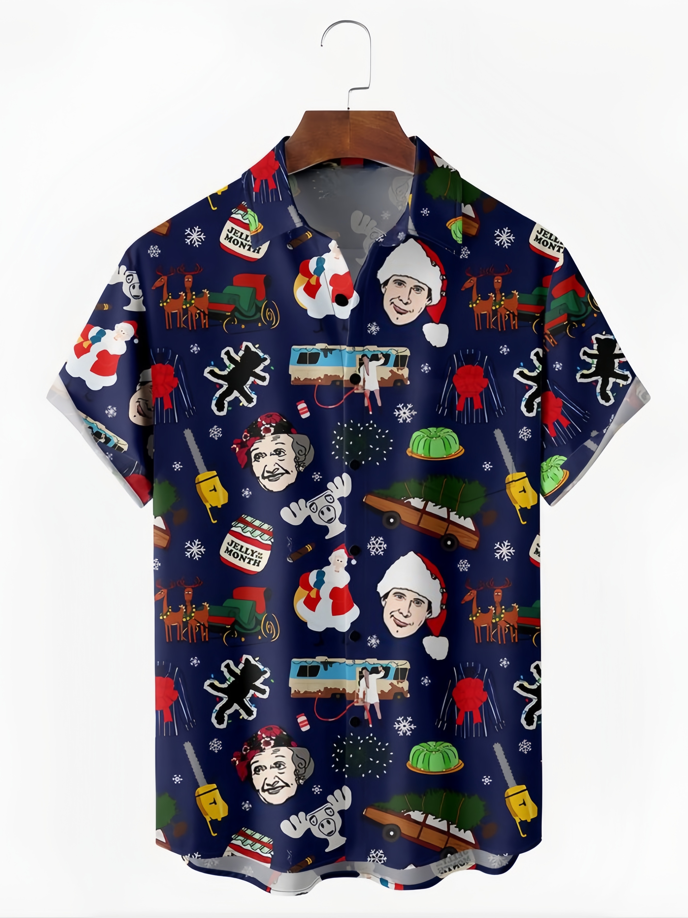 Christmas Chest Pocket Short Sleeve Casual Shirt