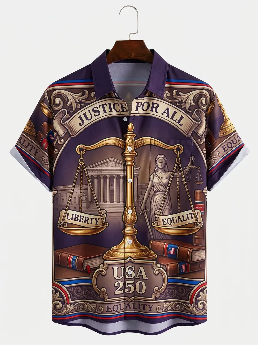 Men's printed shirts, Justice For All USA 250 Liberty & Equality Hawaiian Shirt