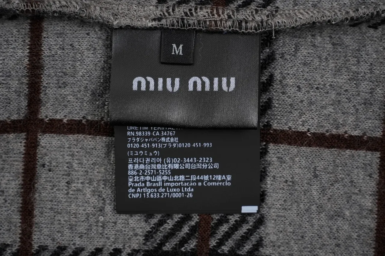 Miu Miu Grey Black Check Fleece Zip Jacket product photo from LabelPicks