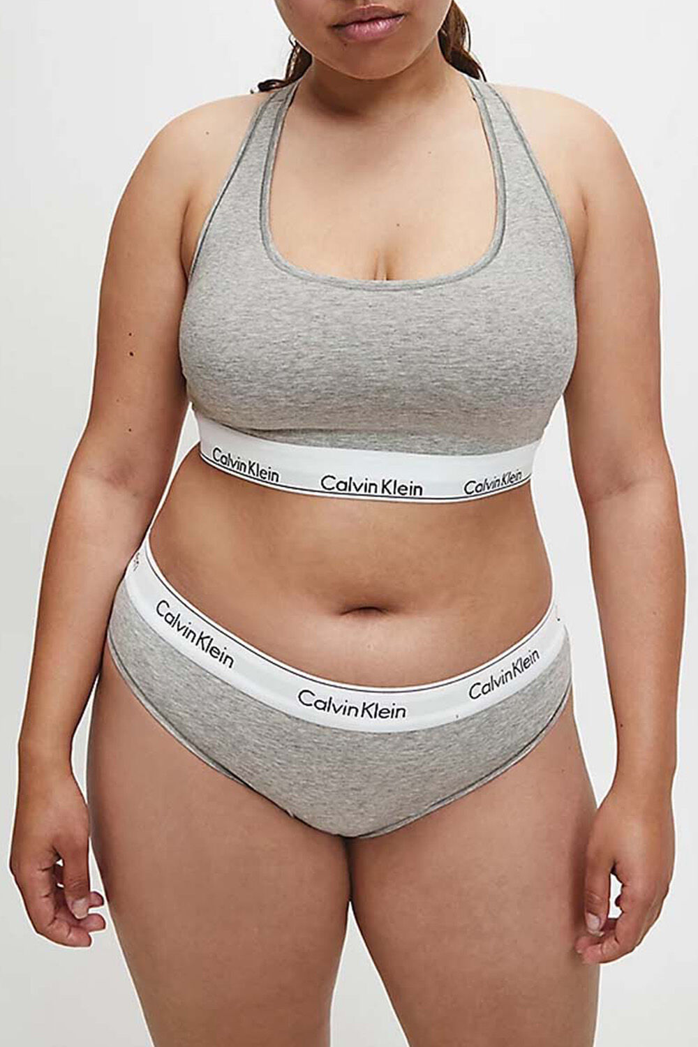 CALVIN KLEIN טופ קלאסי אפור פלאס סייז
