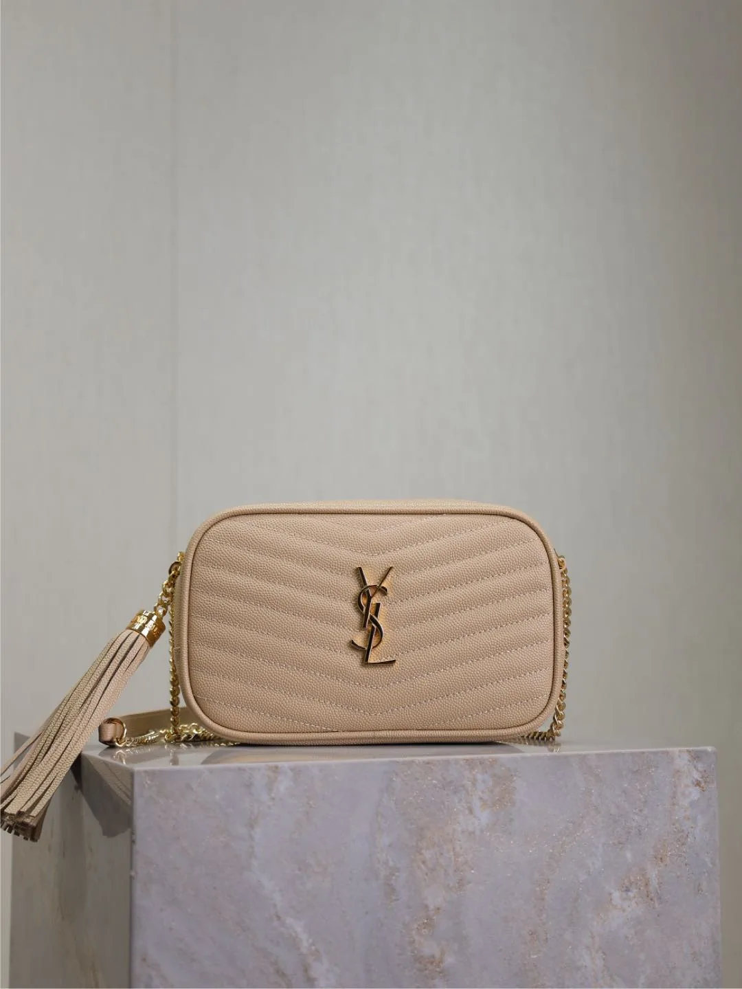 Saint Laurent Beige Calfskin Shoulder Bag product photo from LabelPicks