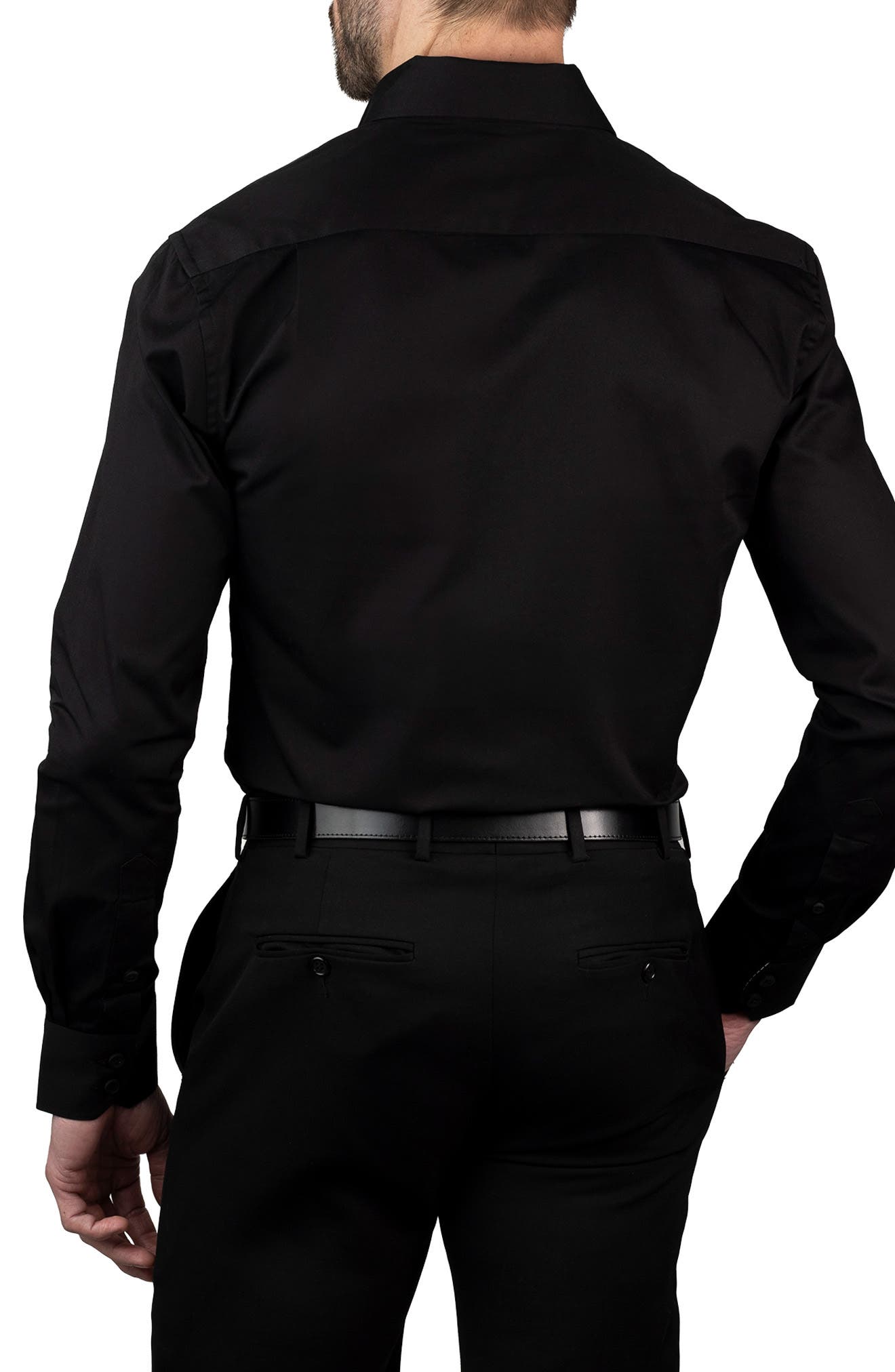KARL LAGERFELD Trim Fit Log Embroidered Cotton Dress Shirt