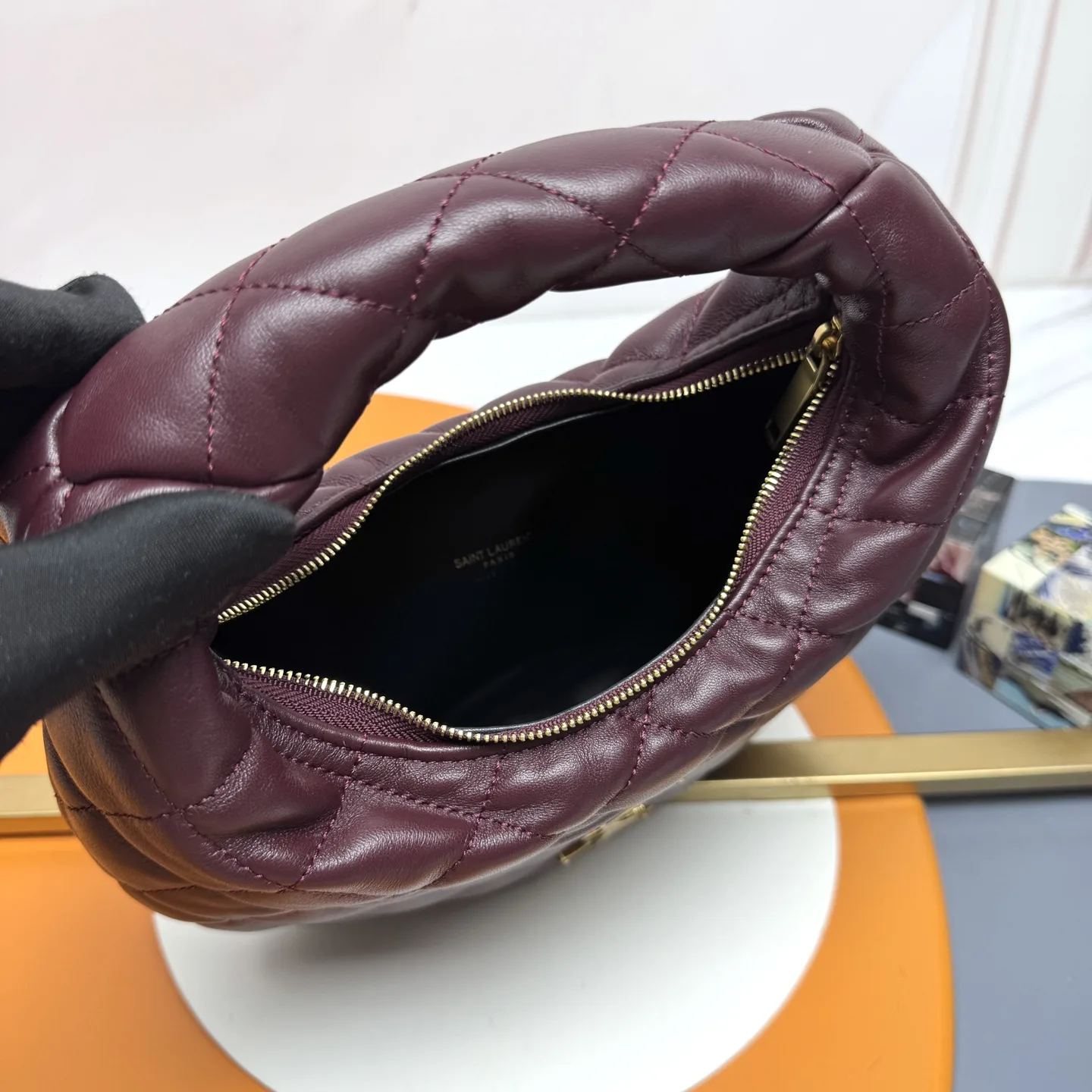 Saint Laurent Icare Burgundy Lambskin Hobo Bag product photo from LabelPicks