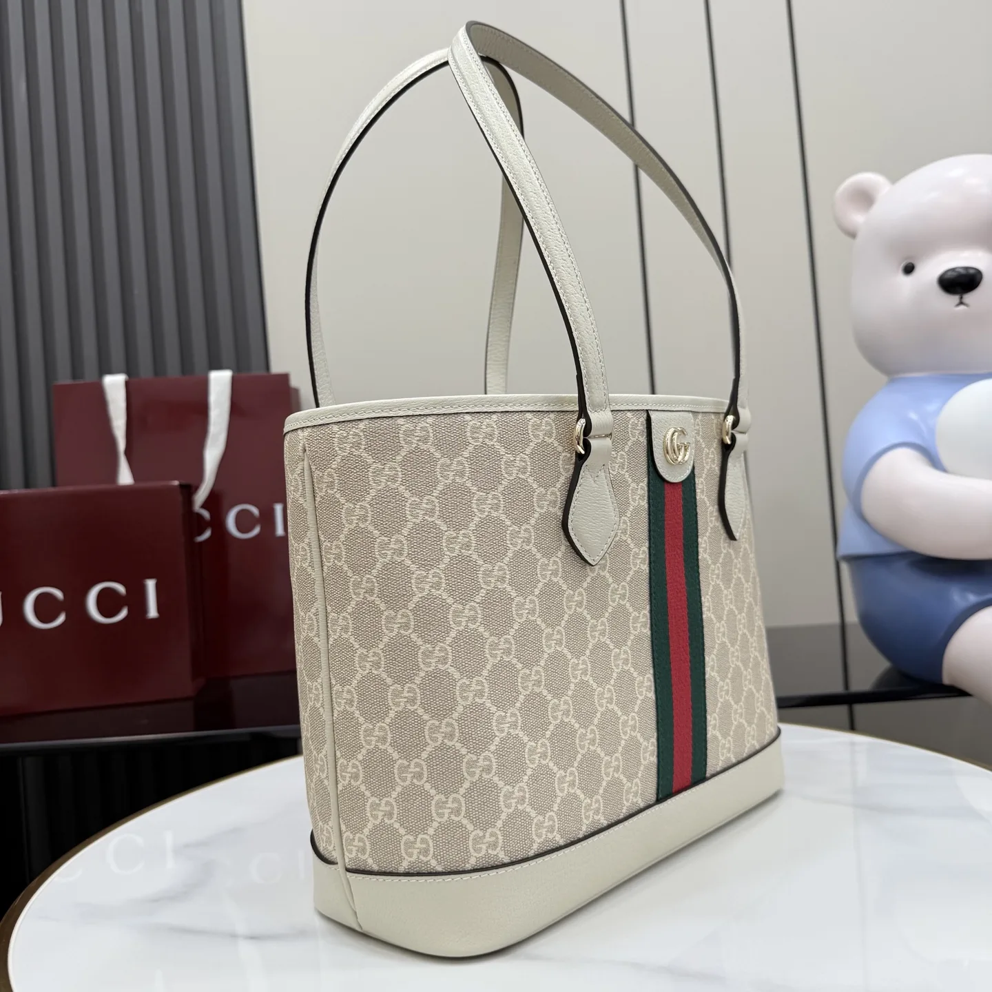 Gucci White Ophidia GG Supreme Canvas Tote Bag product photo from LabelPicks