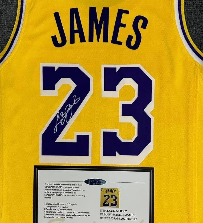 Lebron James SIGNED Signature LA Lakers Yellow Home Shirt/Jersey - COA 24/25
