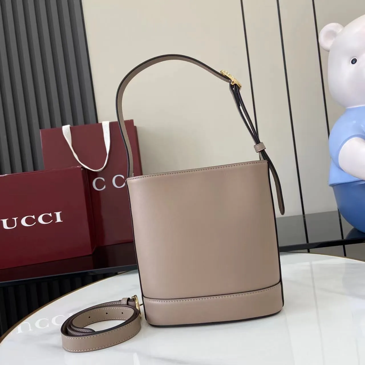 Gucci Grey Smooth Leather Bucket Bag product photo from LabelPicks