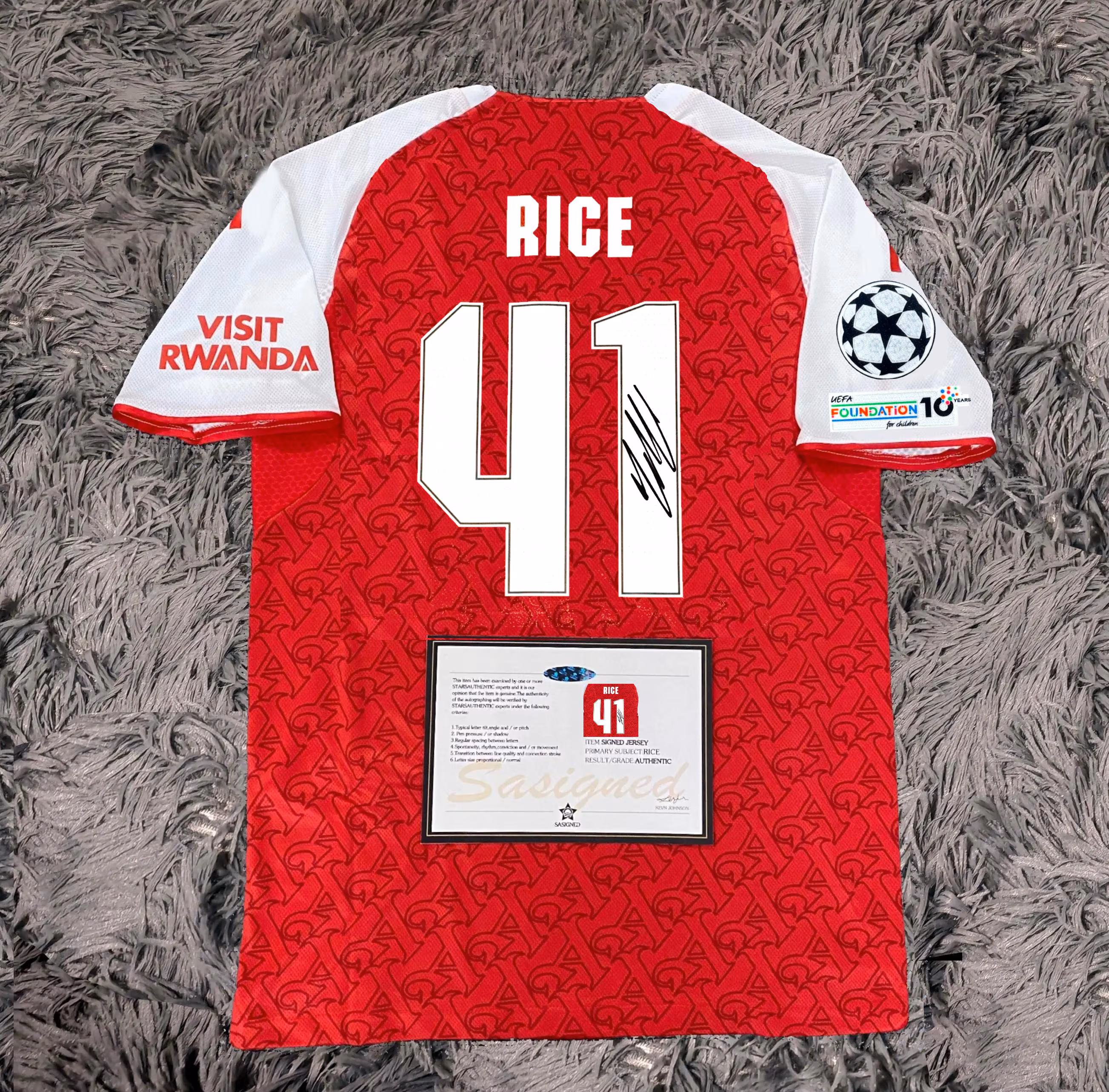 Declan Rice SIGNED Arsenal 25/26 Home Jersey/Shirt - COA - 2025