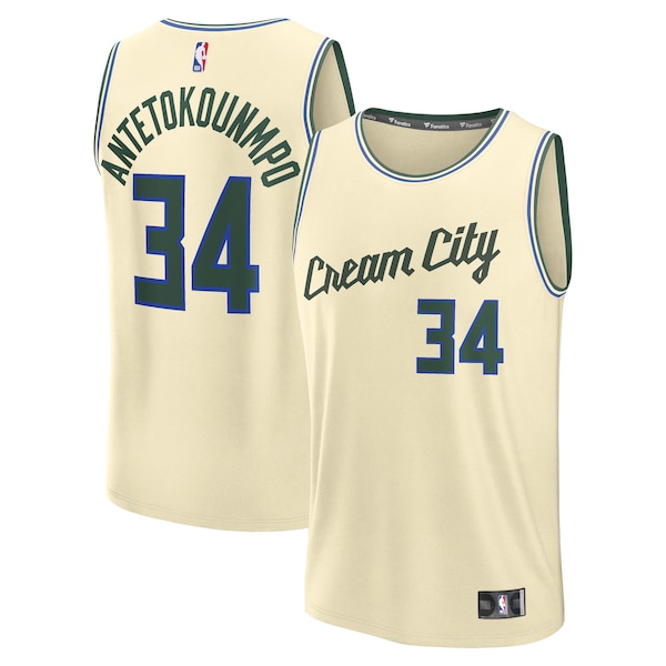 Giannis Antetokounmpo Milwaukee Bucks  2025/26 City Edition Fast Break Jersey - Cream