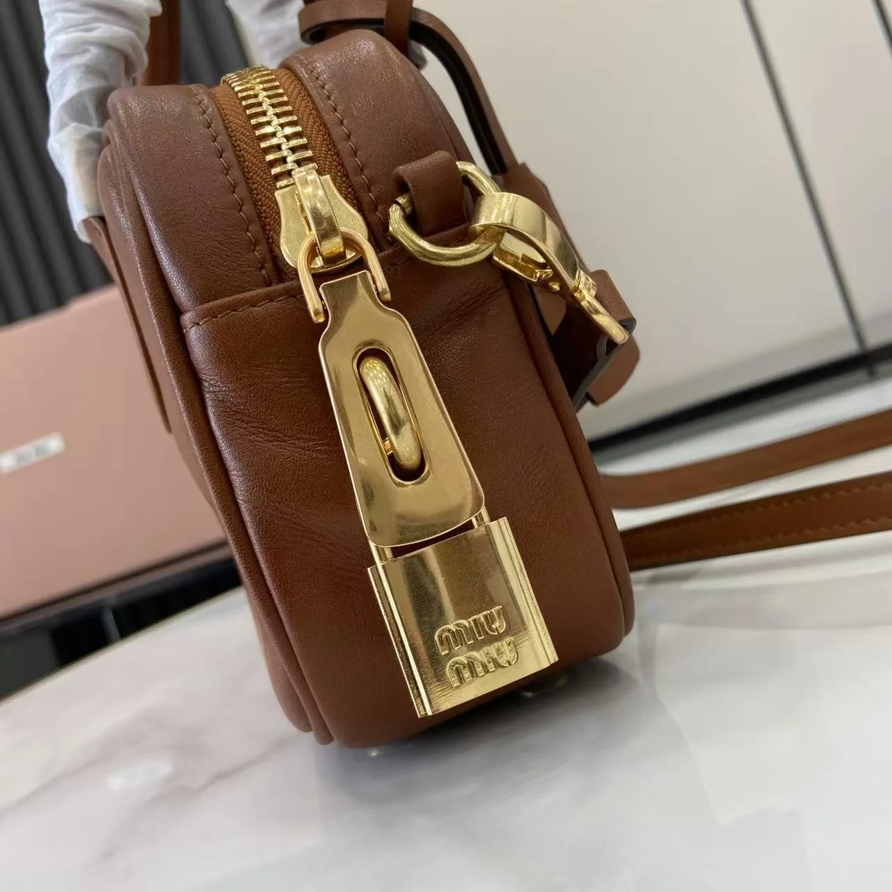 Miu Miu Brown Calfskin Top Handle Bag product photo from LabelPicks