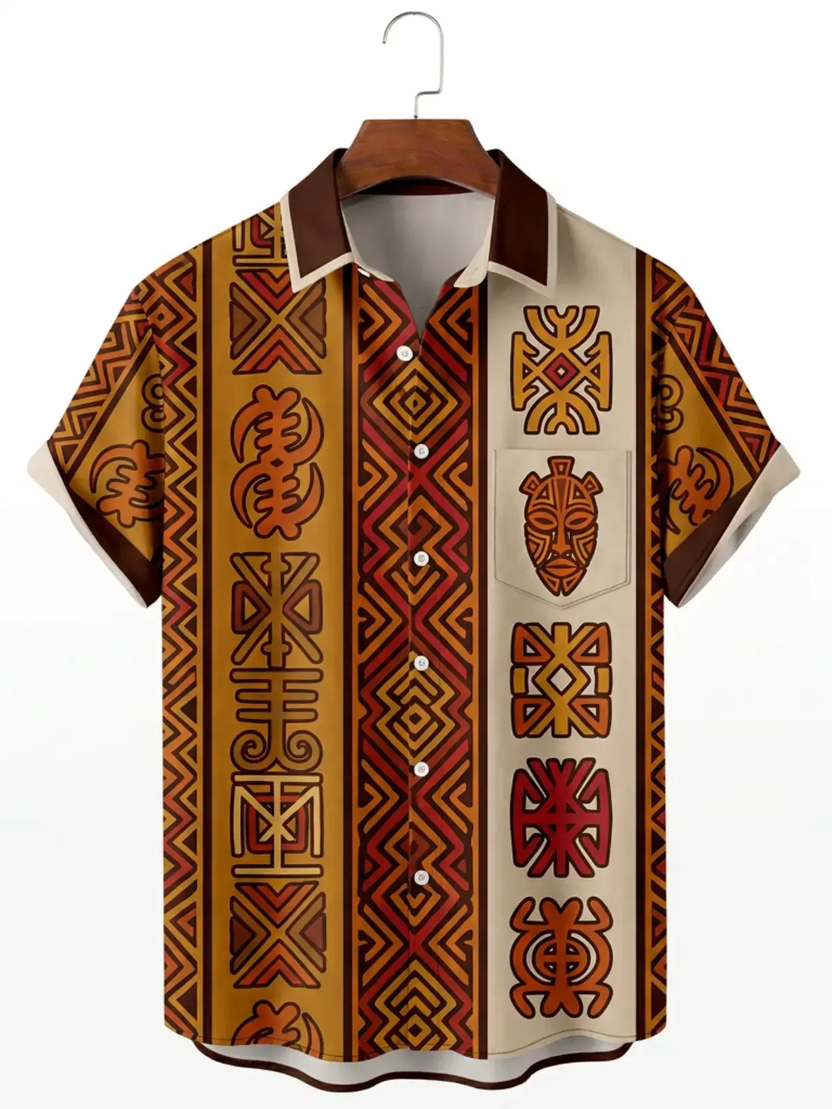 Men's printed shirts African Tribal Pattern Hawaiian Shirt