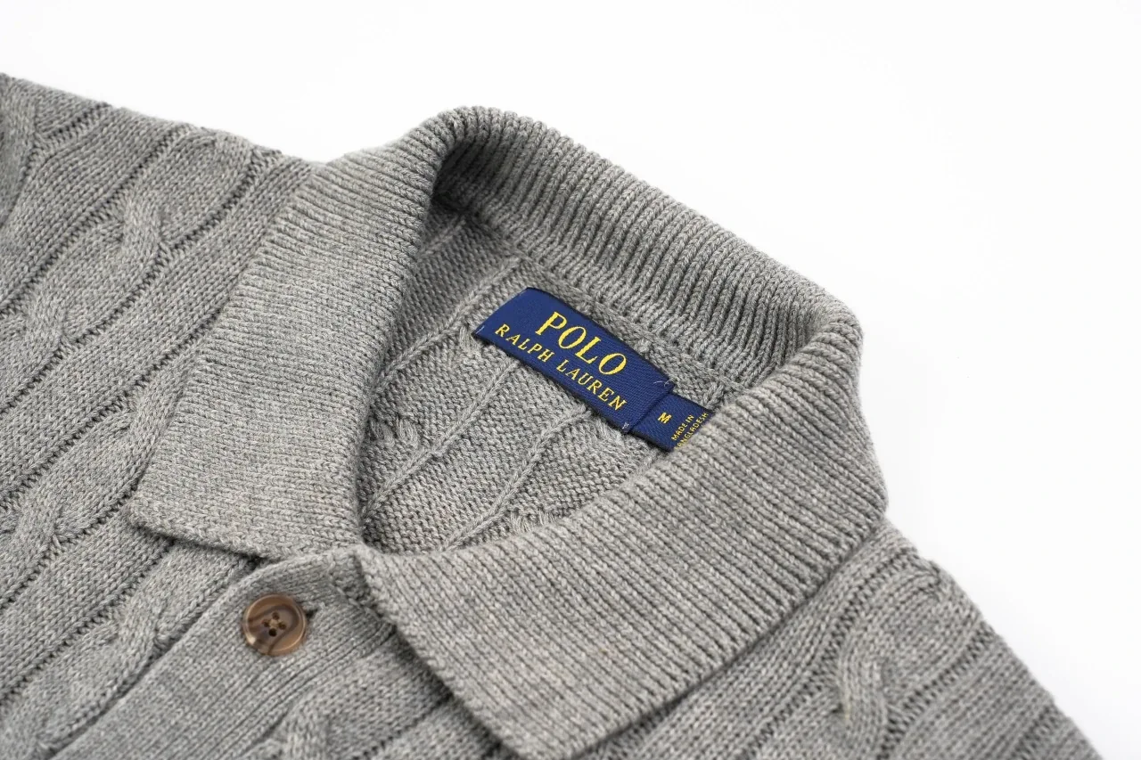 Ralph Lauren Grey Pony Embroidered Cable Knit Shirt product photo from LabelPicks