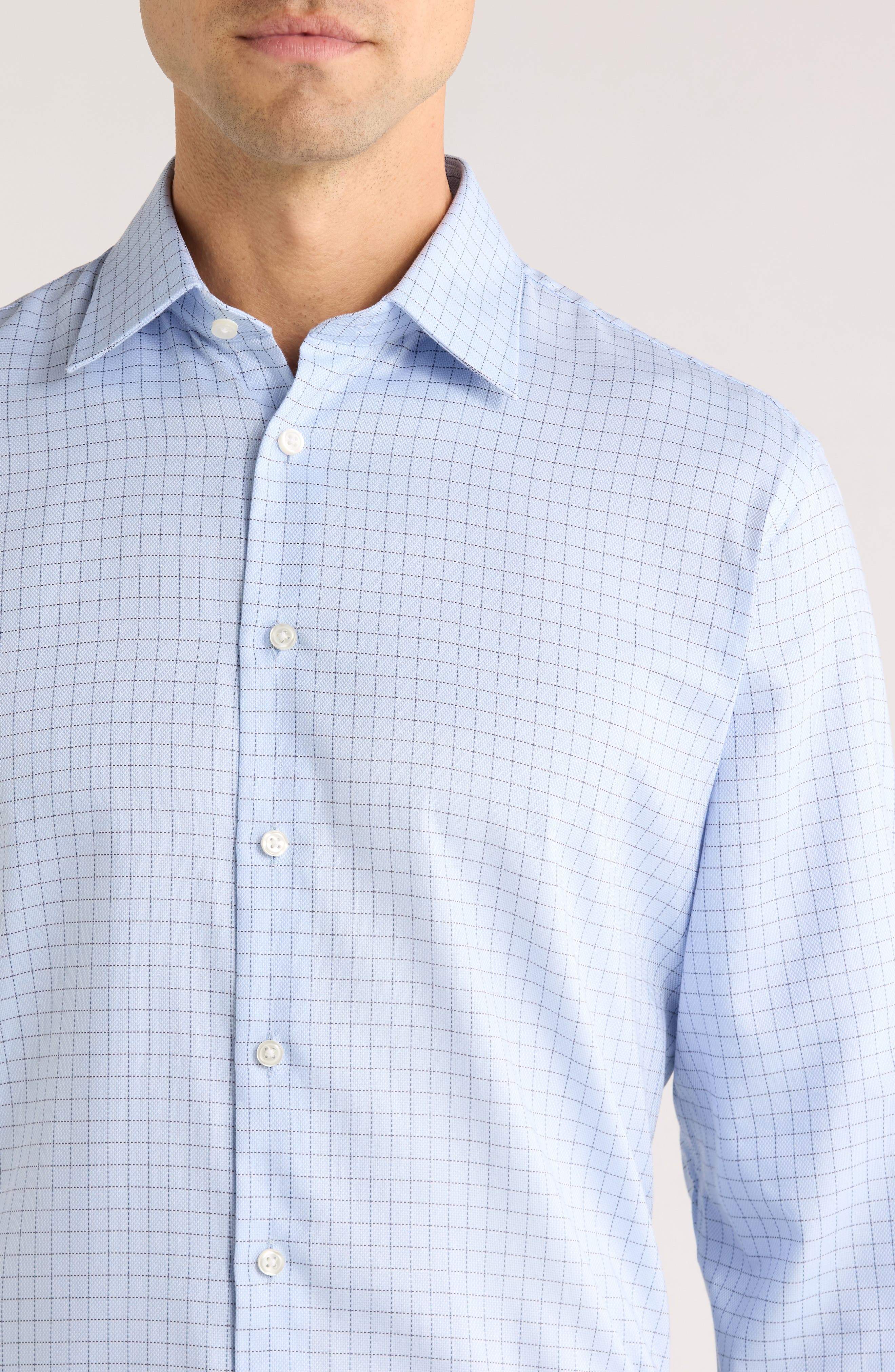 Nordstrom Traditional Fit Check Premium Non-Iron Cotton Dress Shirt