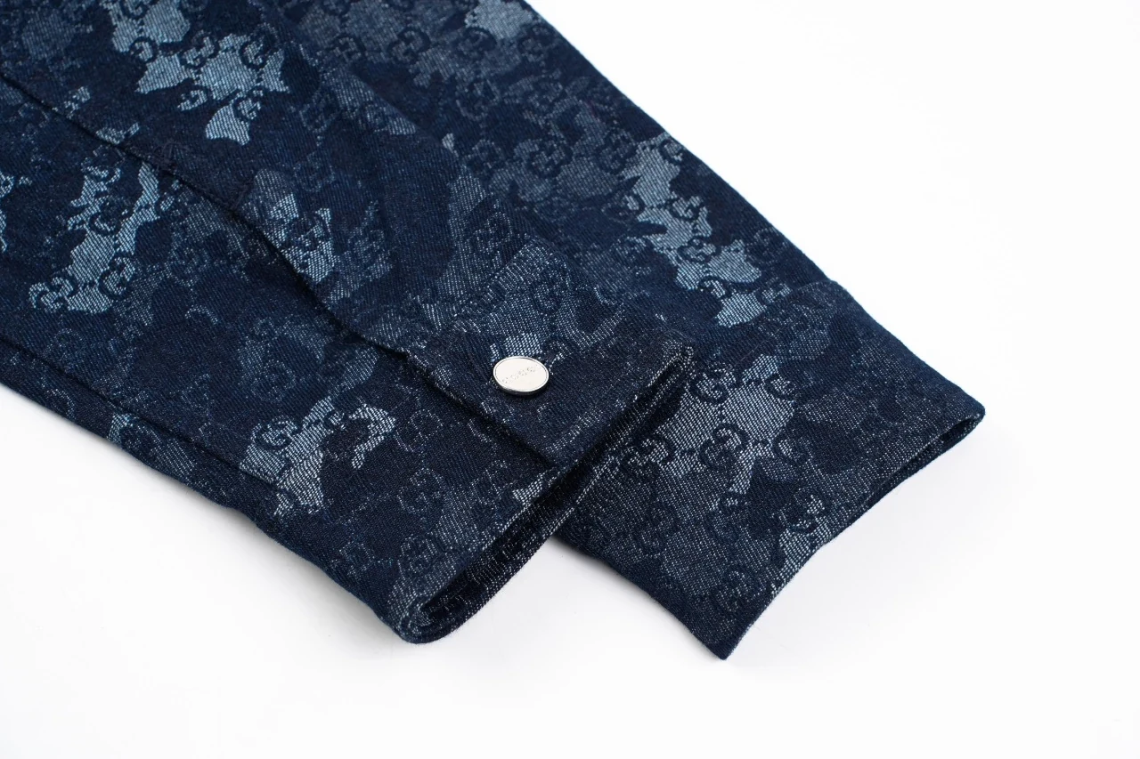 GUCCI Blue White Marble GG Denim Overshirt product photo from LabelPicks