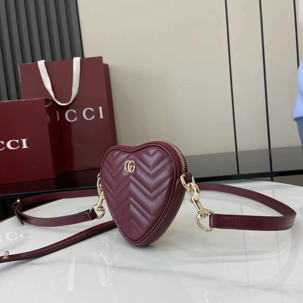 Gucci Red Marmont GG Supreme Canvas Crossbody Bag product photo from LabelPicks