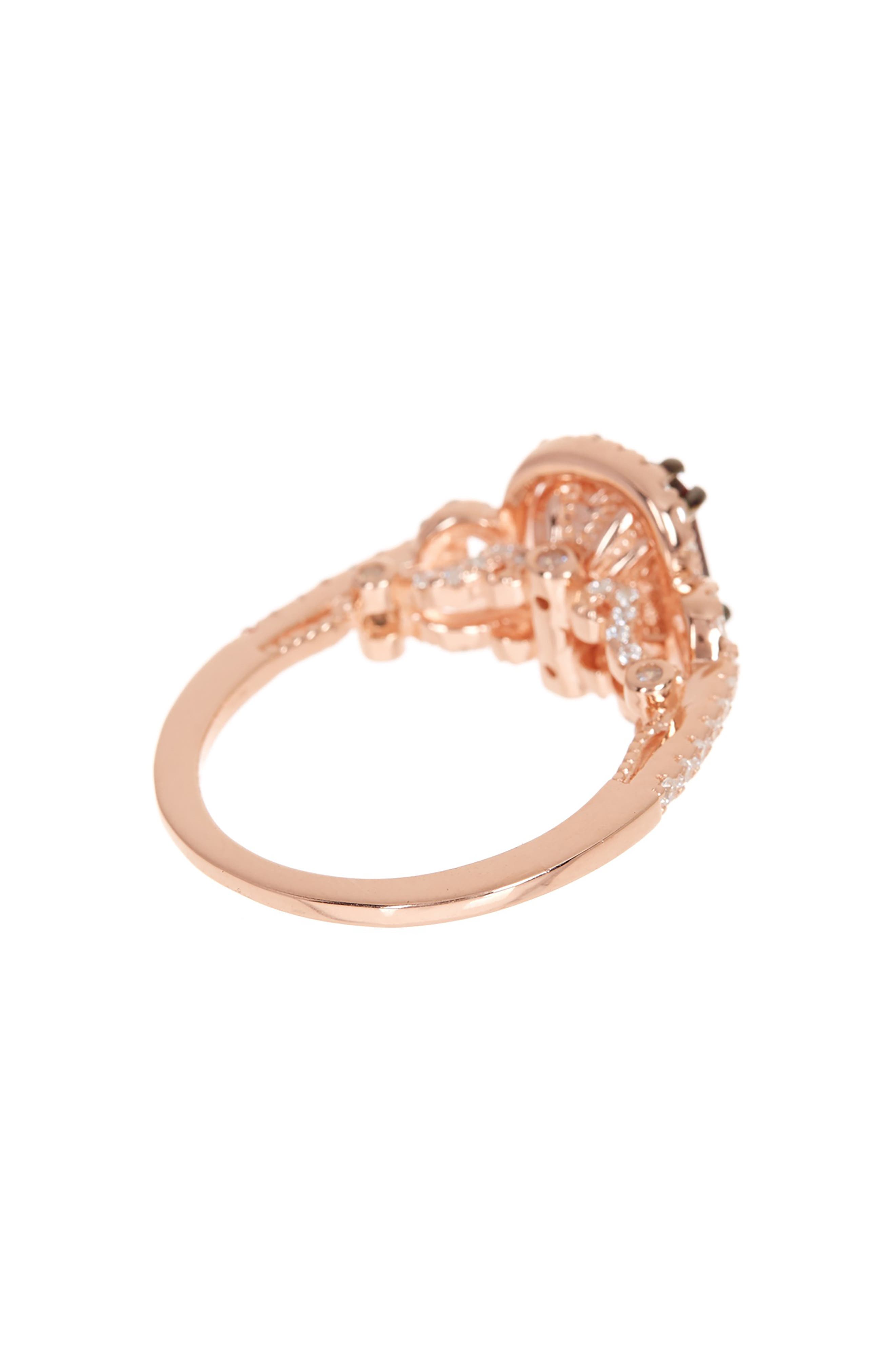 SUZY LEVIAN 14K Rose Gold Plated Sterling Silver Brown Chocolate CZ Ring