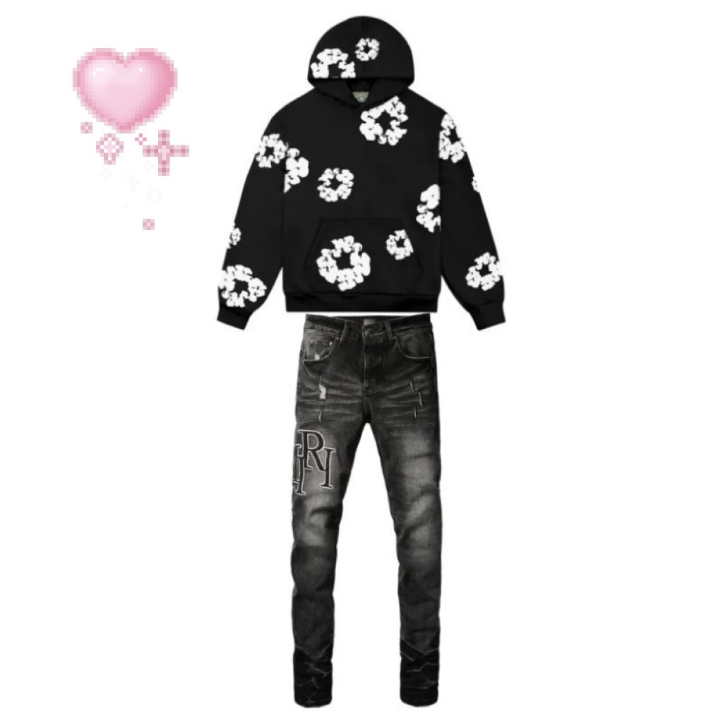 Denim Tears The Cotton Wreath Sweatshirt Black+ Amiri Jeans 8908