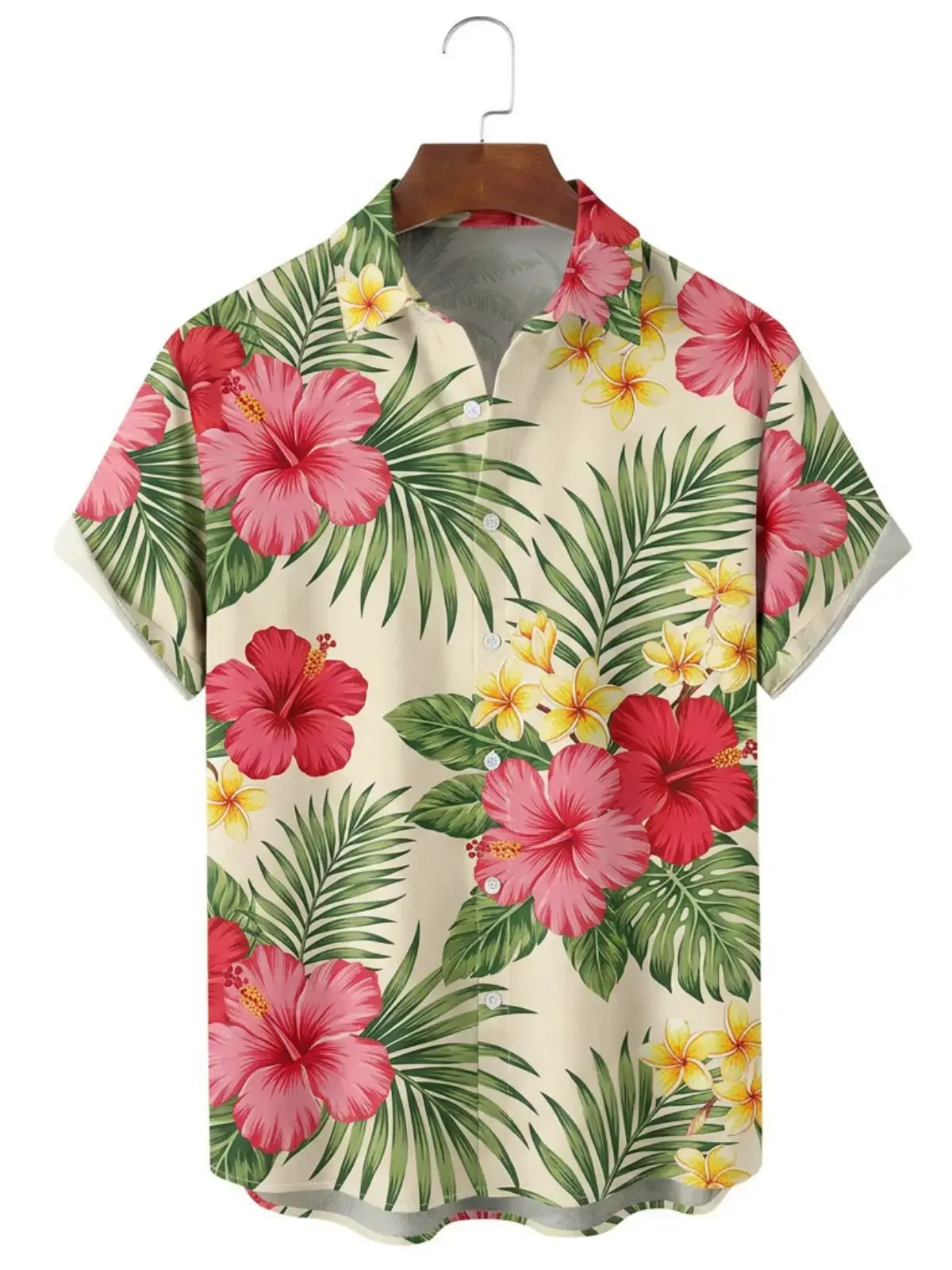 Men's printed shirts Hibiscus Plumeria Floral Aloha Shirt