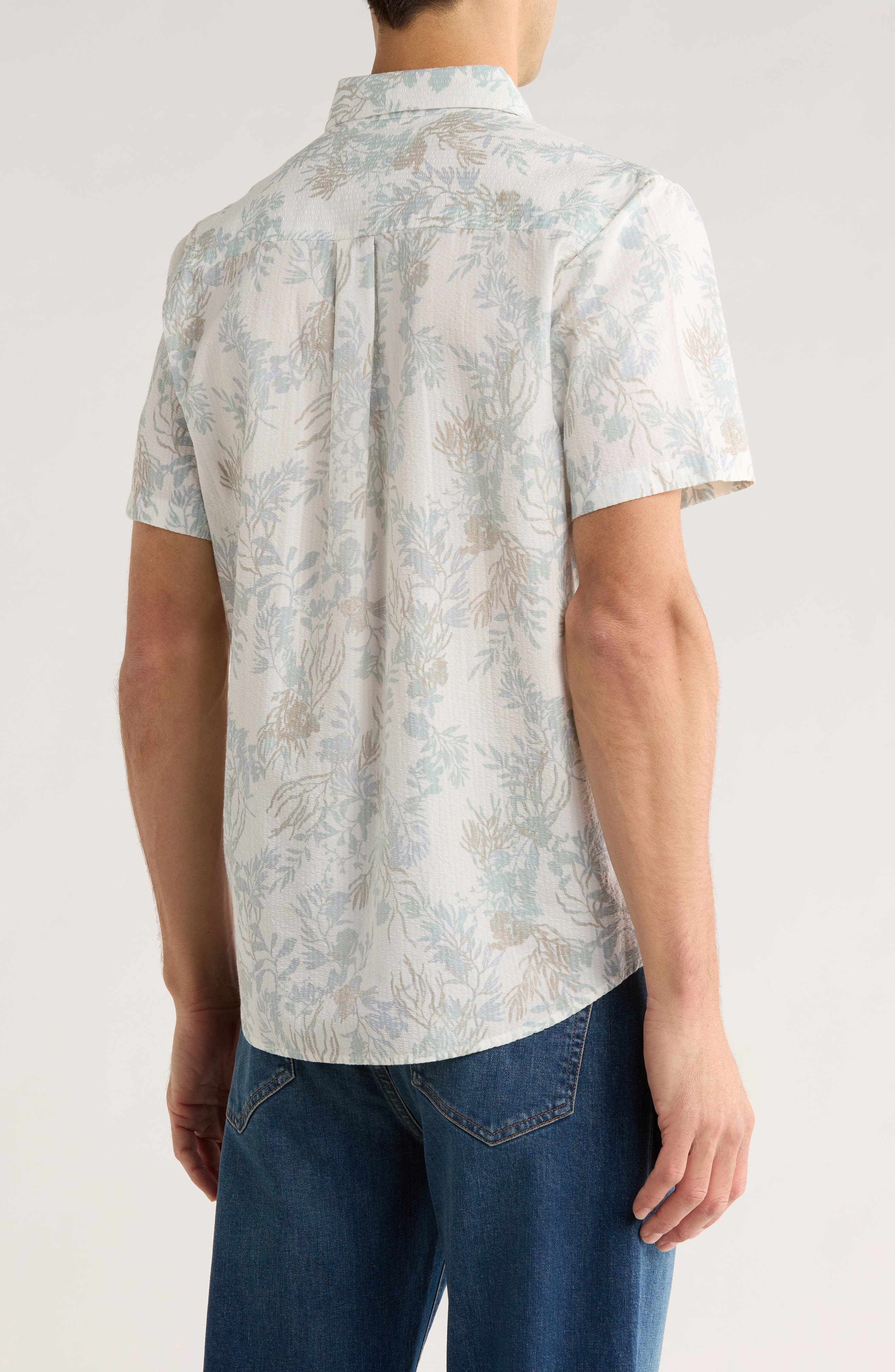 14th & Union Cotton Seersucker Short Sleeve Button-Up Shirt