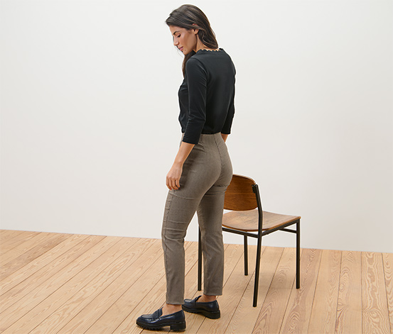 Stretchhose mit Hahnentritt-Jacquard