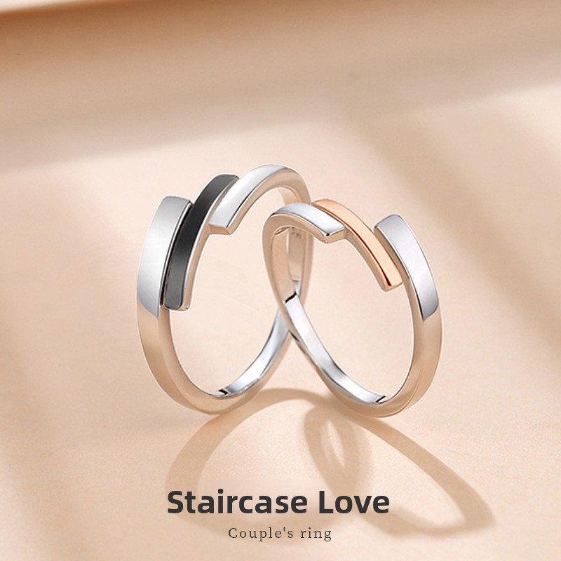 Endless love couple rings, made of pure silver, a pair, minimalist Korean style, perfect for Valentine's Day