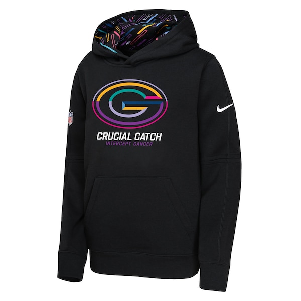 Green Bay Packers Nike Youth 2024 NFL Crucial Catch Pullover Hoodie - Black