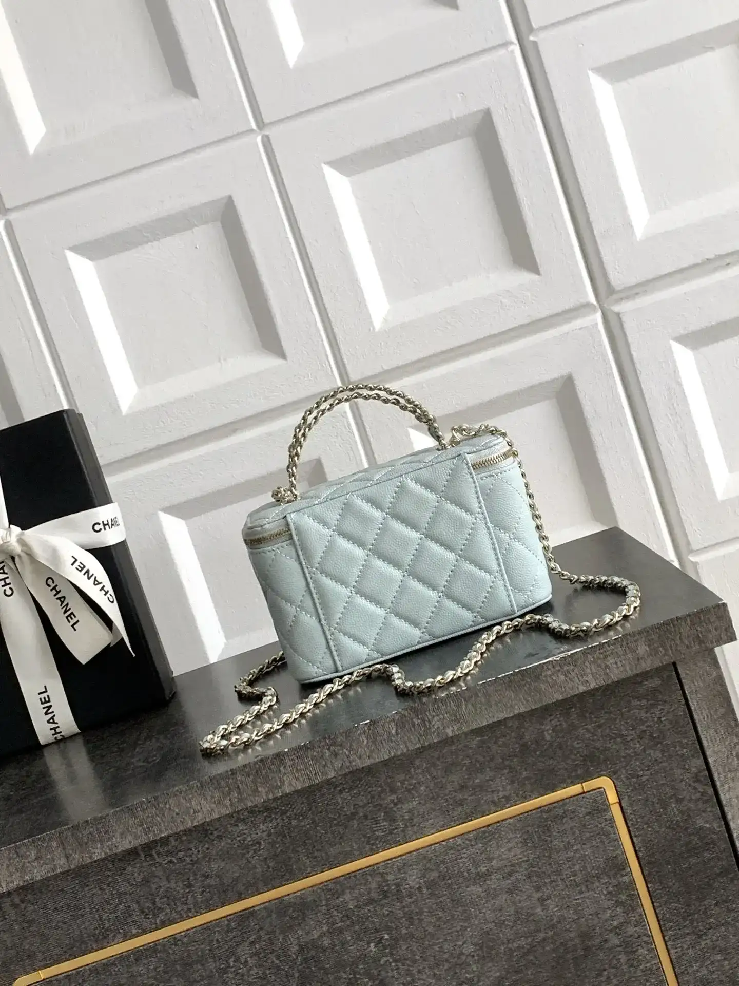 Chanel Blue Quilted Leather Top Handle Bag product photo from LabelPicks