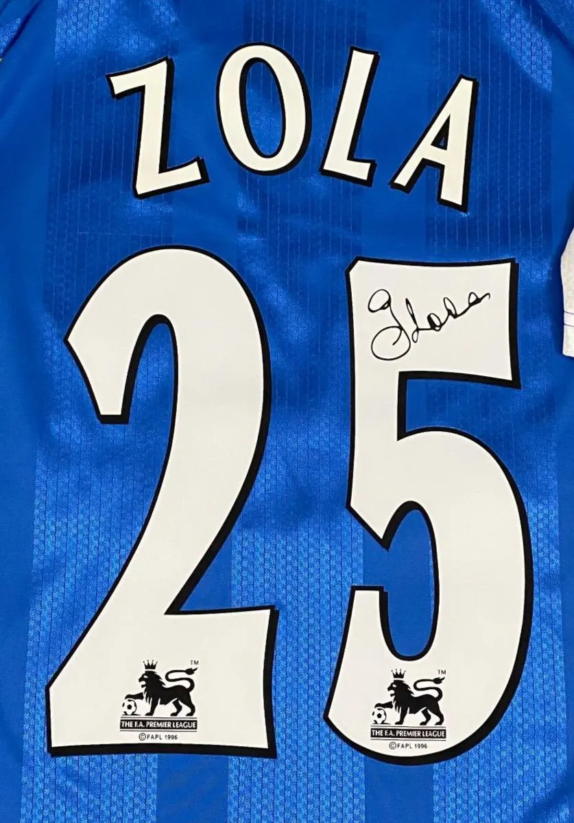 Gianfranco Zola SIGNED Chelsea Home 97/98 Home Jersey/Shirt - COA - 1997 Retro
