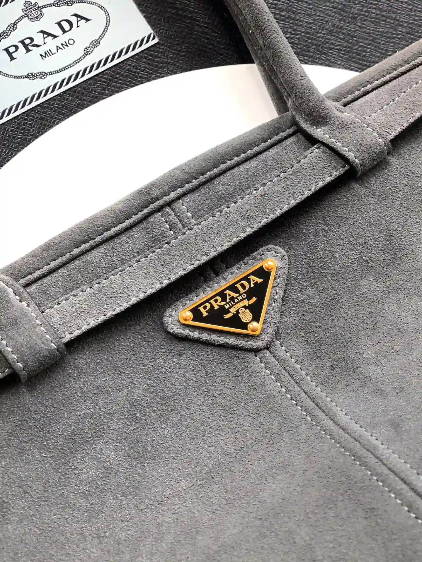 Prada Grey Calfskin Top Handle Bag product photo from LabelPicks