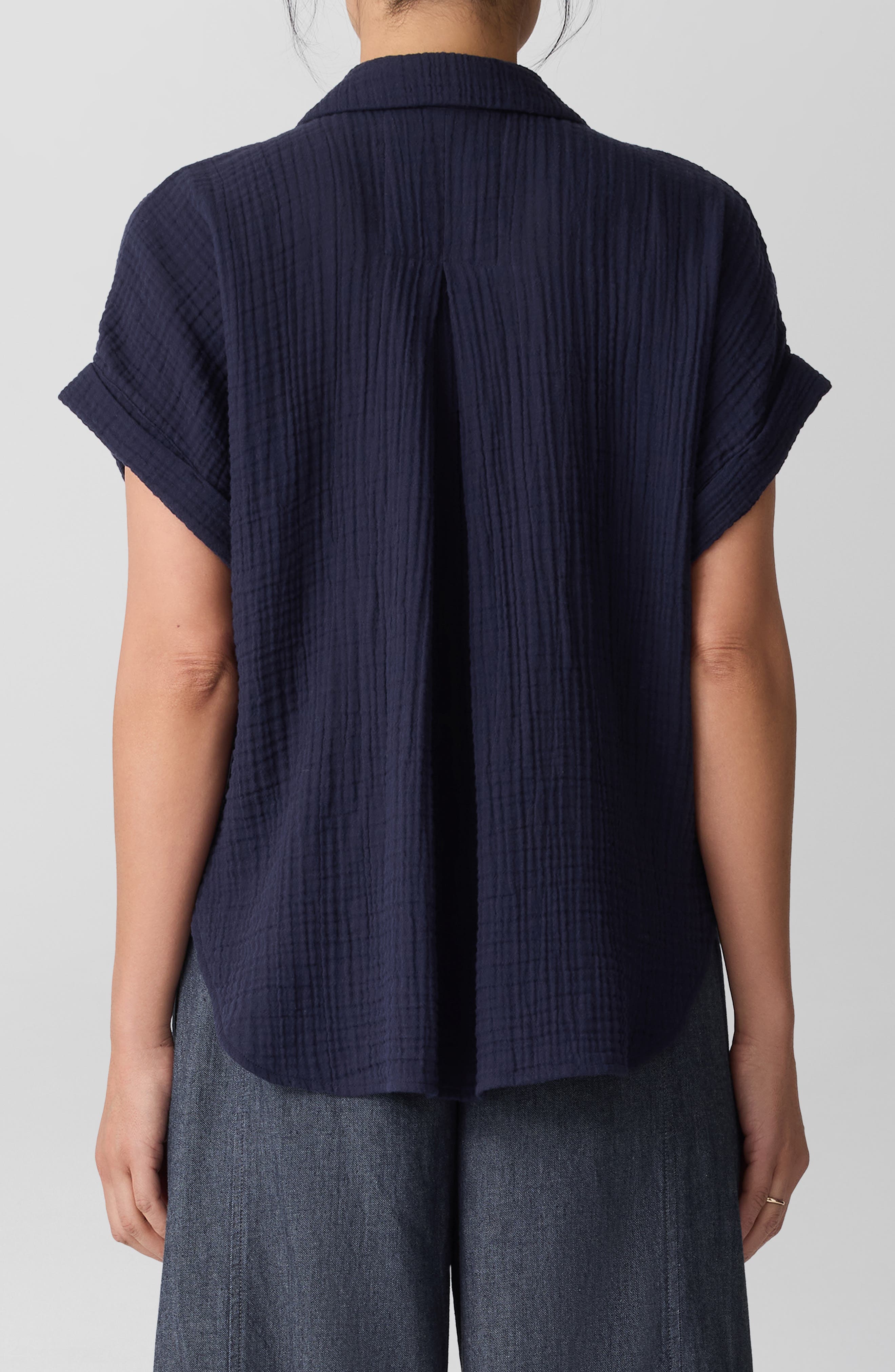 Eileen Fisher Notch Collar Roll Cuff Shirt