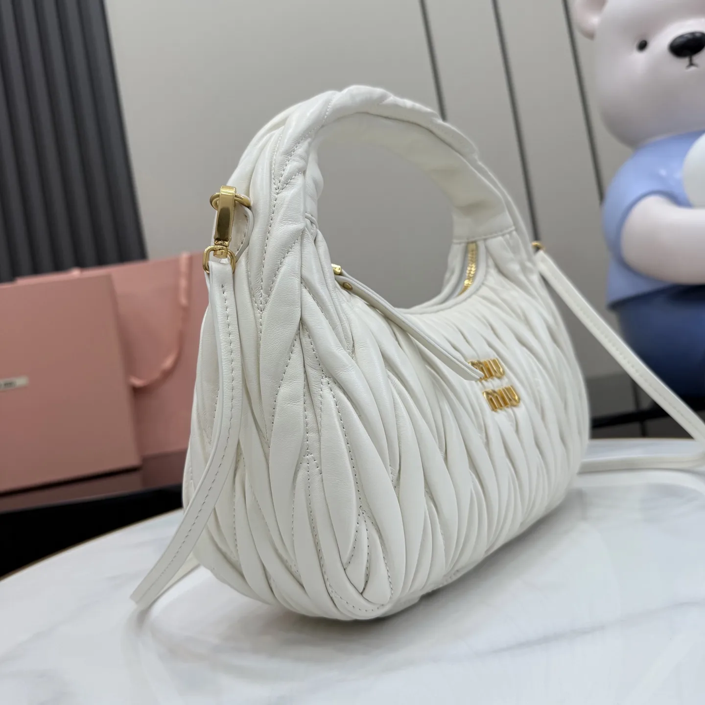 Miu Miu Matelasse White Lambskin Shoulder Bag product photo from LabelPicks