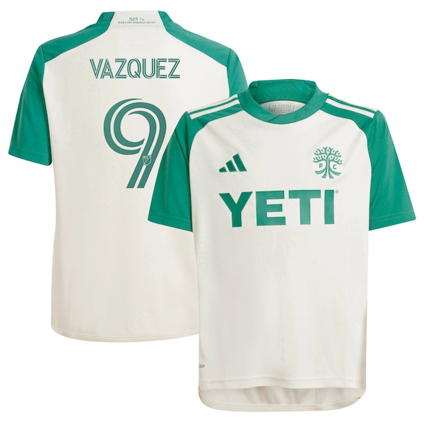 Brandon Vazquez Austin FC adidas Youth 2024 The Armadillo Kit Replica Player Jersey - Tan