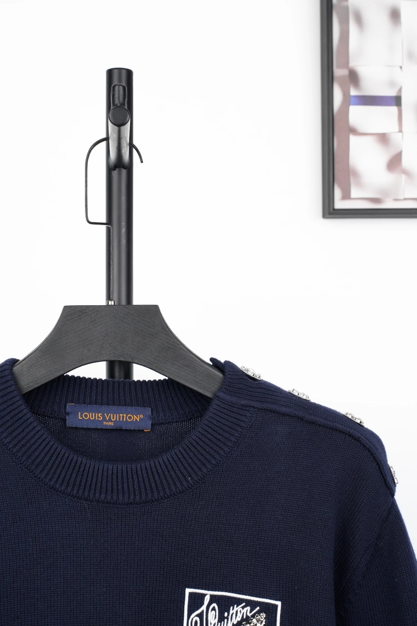 Louis Vuitton Navy Logo Embroidered Crewneck Sweater product photo from LabelPicks