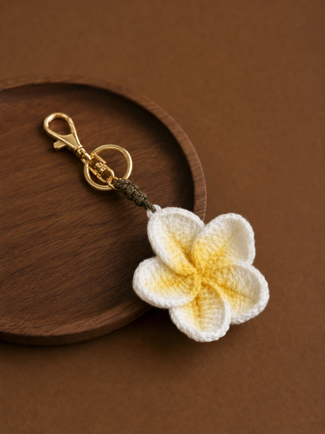 Crochet Plumeria Keychain