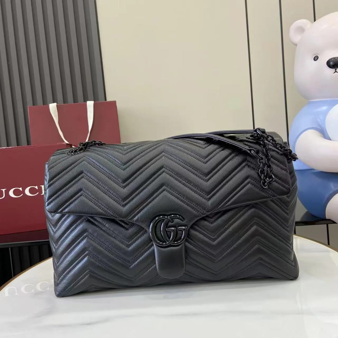 Gucci Marmont Black GG Supreme Canvas Shoulder Bag product photo from LabelPicks