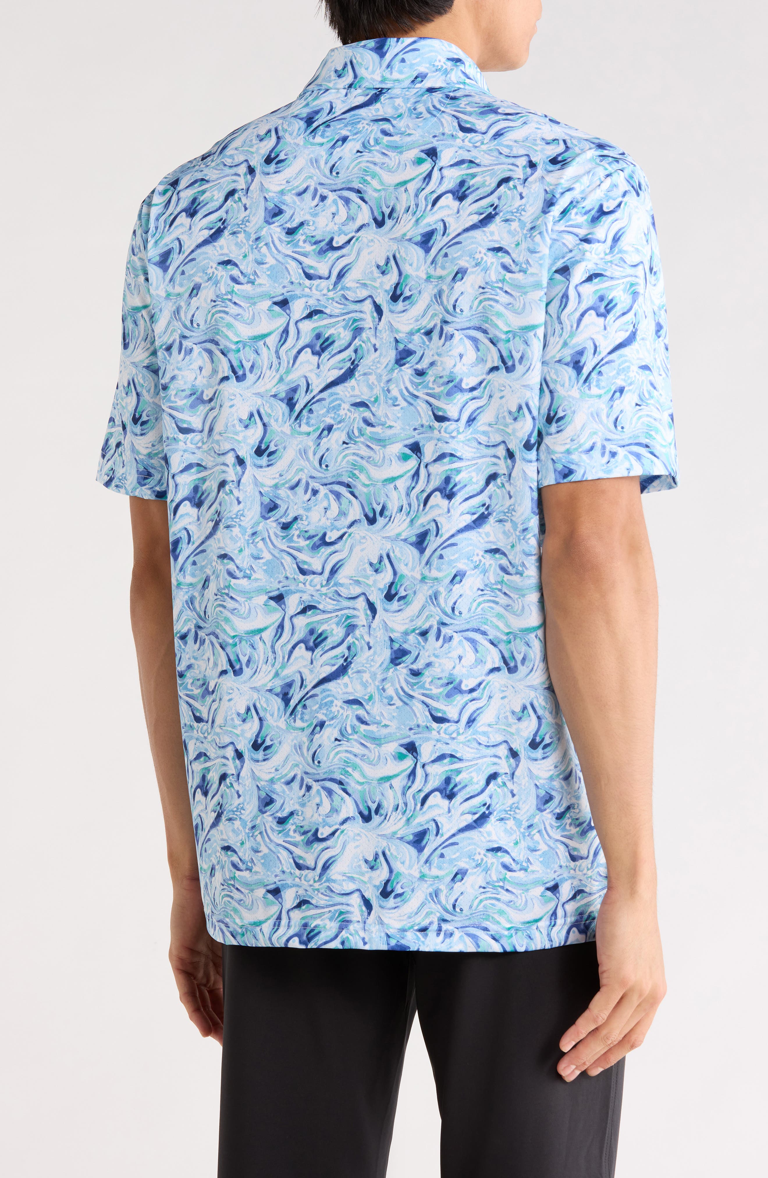Greg Norman Ocean Marble Print Knit Polo