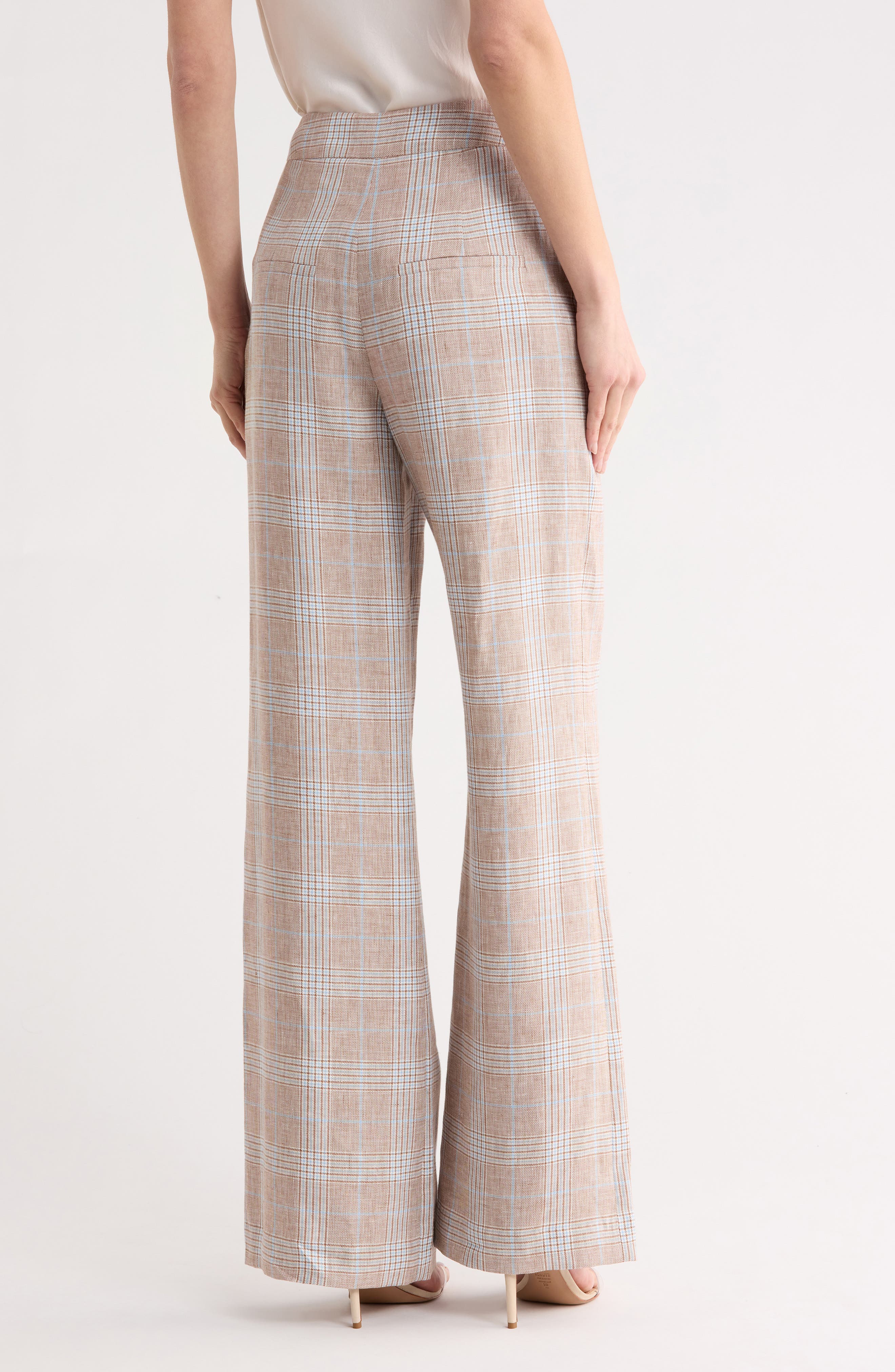 Veronica Beard Tonelli Plaid Linen Pants