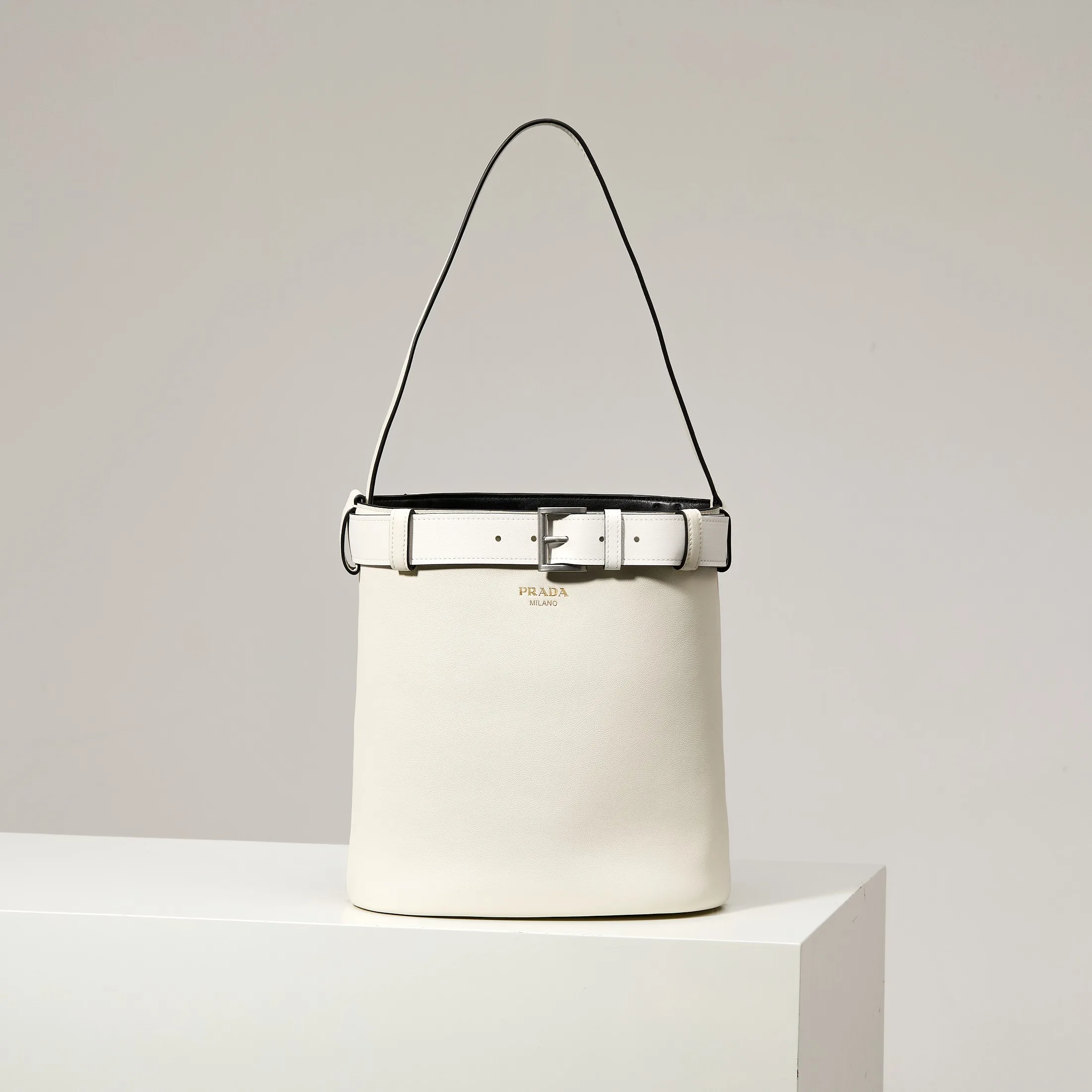 Prada White Lambskin Bucket Bag product photo from LabelPicks